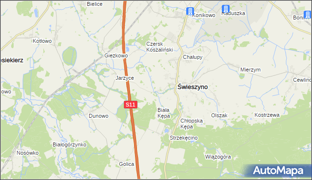 mapa Krokowo gmina Świeszyno, Krokowo gmina Świeszyno na mapie Targeo