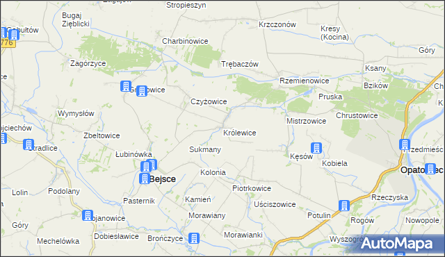 mapa Królewice gmina Bejsce, Królewice gmina Bejsce na mapie Targeo