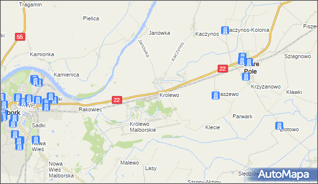 mapa Królewo gmina Stare Pole, Królewo gmina Stare Pole na mapie Targeo