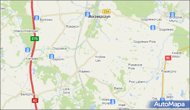 mapa Królów Las, Królów Las na mapie Targeo