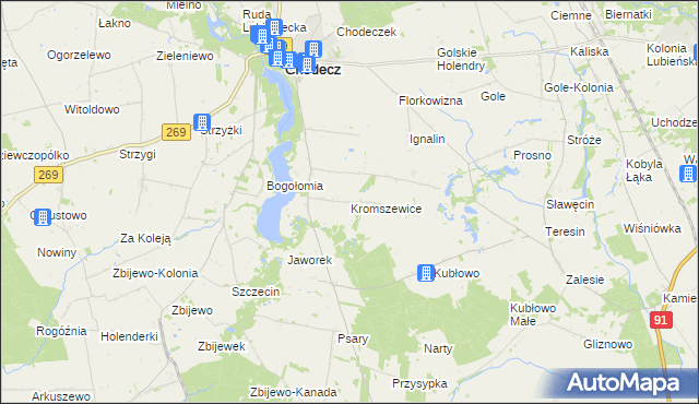mapa Kromszewice, Kromszewice na mapie Targeo