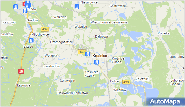 mapa Krośnice powiat milicki, Krośnice powiat milicki na mapie Targeo