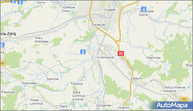 mapa Krosnowice, Krosnowice na mapie Targeo