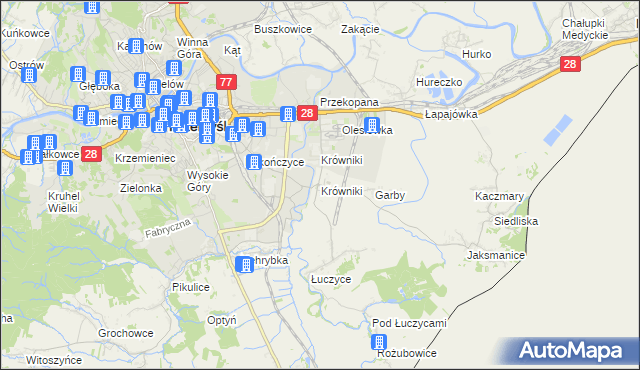 mapa Krówniki gmina Przemyśl, Krówniki gmina Przemyśl na mapie Targeo