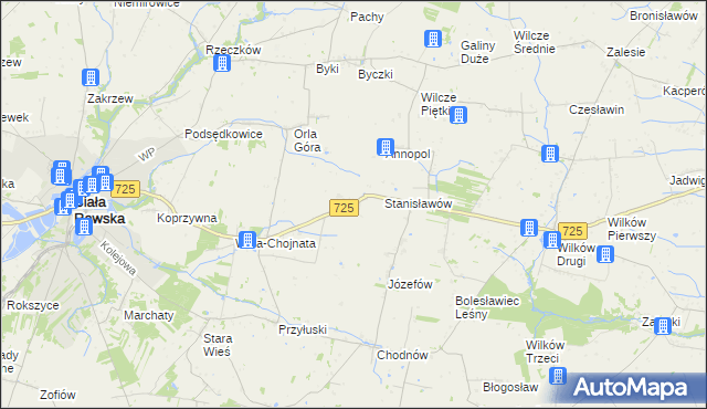 mapa Krukówka gmina Biała Rawska, Krukówka gmina Biała Rawska na mapie Targeo