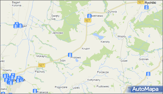 mapa Krupin gmina Rychliki, Krupin gmina Rychliki na mapie Targeo
