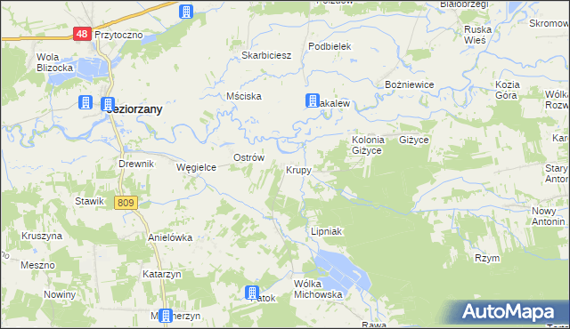 mapa Krupy gmina Michów, Krupy gmina Michów na mapie Targeo