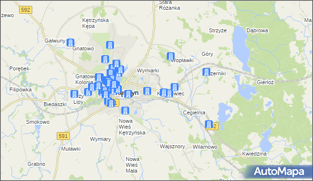 mapa Kruszewiec gmina Kętrzyn, Kruszewiec gmina Kętrzyn na mapie Targeo