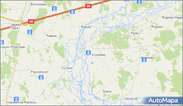 mapa Kruszewo gmina Choroszcz, Kruszewo gmina Choroszcz na mapie Targeo
