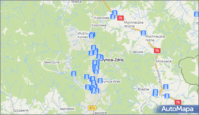 mapa Krynica-Zdrój, Krynica-Zdrój na mapie Targeo