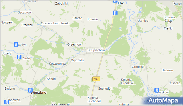 mapa Krypy gmina Wierzbno, Krypy gmina Wierzbno na mapie Targeo