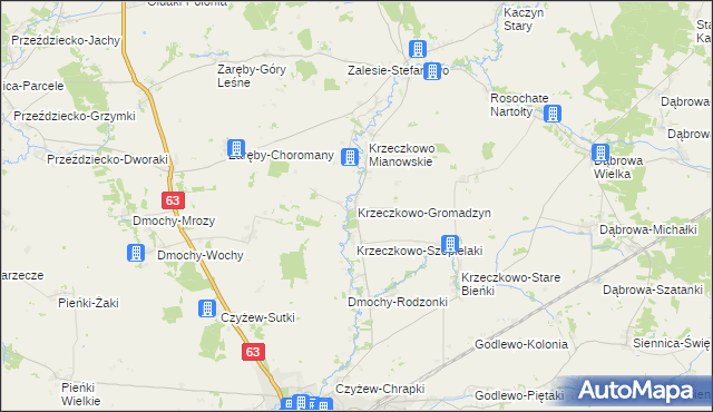 mapa Krzeczkowo-Gromadzyn, Krzeczkowo-Gromadzyn na mapie Targeo