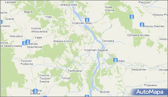 mapa Krzemień-Zagacie, Krzemień-Zagacie na mapie Targeo