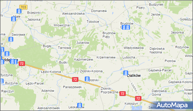 mapa Krzemieniew, Krzemieniew na mapie Targeo