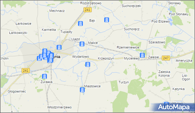 mapa Krzepiszyn gmina Kcynia, Krzepiszyn gmina Kcynia na mapie Targeo