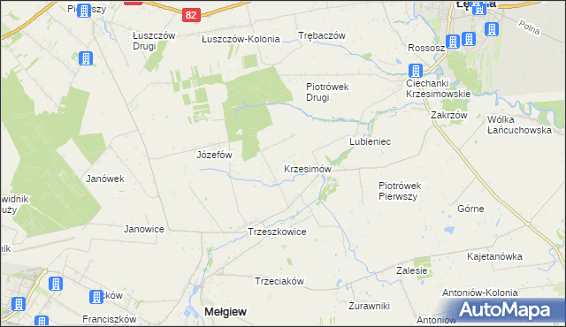mapa Krzesimów, Krzesimów na mapie Targeo