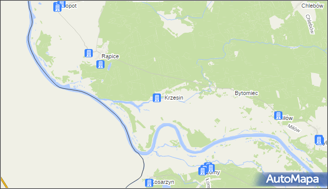 mapa Krzesin gmina Cybinka, Krzesin gmina Cybinka na mapie Targeo