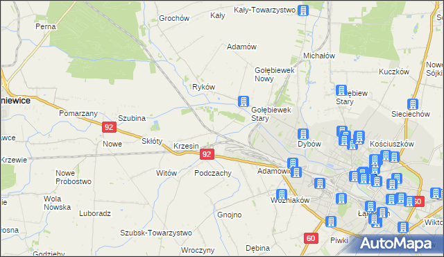mapa Krzesinówek, Krzesinówek na mapie Targeo