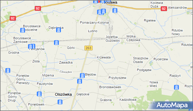 mapa Krzewata, Krzewata na mapie Targeo