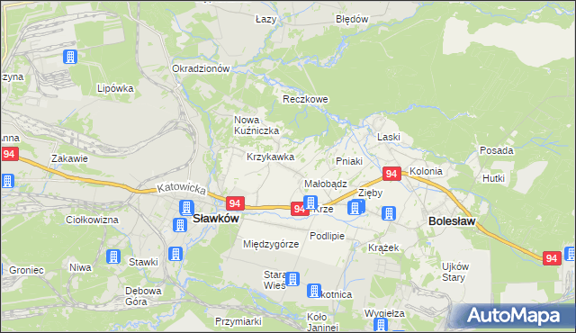 mapa Krzykawa, Krzykawa na mapie Targeo