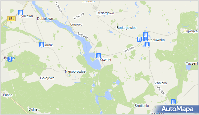 mapa Krzynki, Krzynki na mapie Targeo