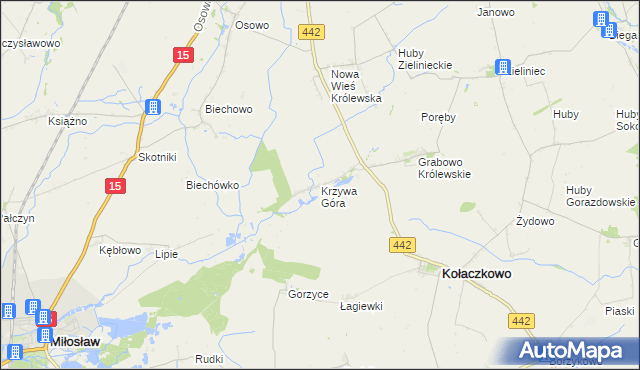 mapa Krzywa Góra gmina Kołaczkowo, Krzywa Góra gmina Kołaczkowo na mapie Targeo