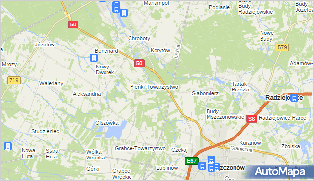 mapa Krzyżówka gmina Radziejowice, Krzyżówka gmina Radziejowice na mapie Targeo