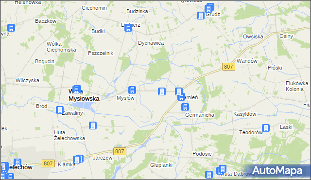 mapa Ksawerynów gmina Wola Mysłowska, Ksawerynów gmina Wola Mysłowska na mapie Targeo