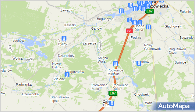 mapa Księża Wola, Księża Wola na mapie Targeo