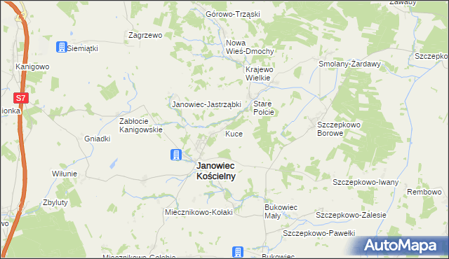 mapa Kuce, Kuce na mapie Targeo