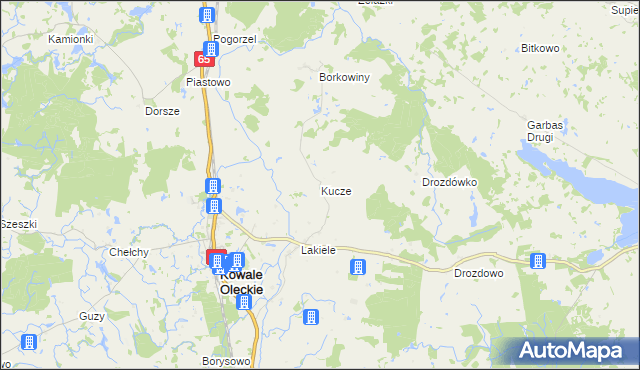 mapa Kucze gmina Kowale Oleckie, Kucze gmina Kowale Oleckie na mapie Targeo