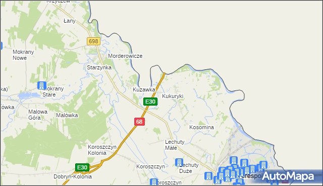 mapa Kukuryki, Kukuryki na mapie Targeo