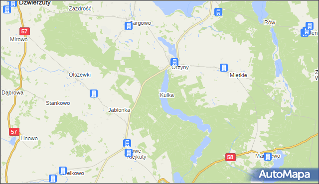 mapa Kulka, Kulka na mapie Targeo