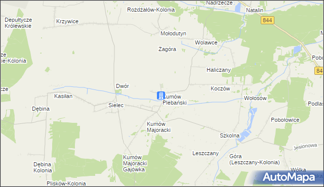 mapa Kumów Plebański, Kumów Plebański na mapie Targeo