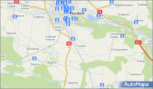 mapa Kuniów, Kuniów na mapie Targeo