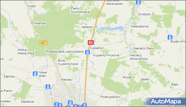 mapa Kupientyn-Kolonia, Kupientyn-Kolonia na mapie Targeo