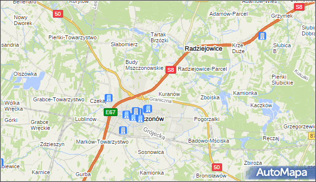 mapa Kuranów, Kuranów na mapie Targeo