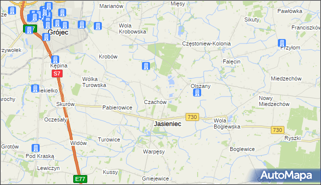 mapa Kurczowa Wieś, Kurczowa Wieś na mapie Targeo