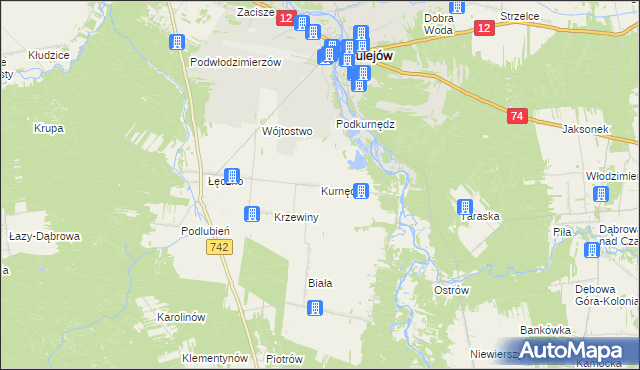 mapa Kurnędz, Kurnędz na mapie Targeo