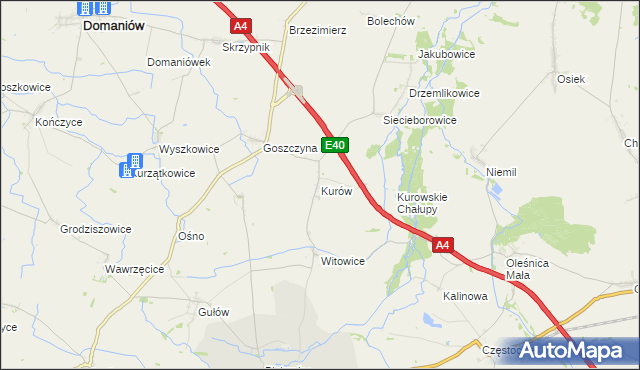 mapa Kurów gmina Wiązów, Kurów gmina Wiązów na mapie Targeo