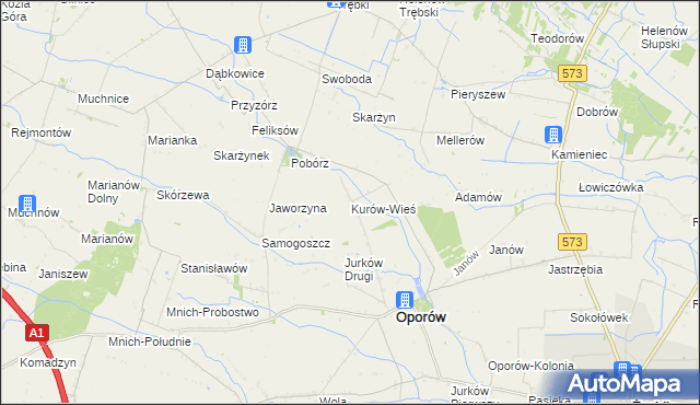 mapa Kurów-Wieś, Kurów-Wieś na mapie Targeo