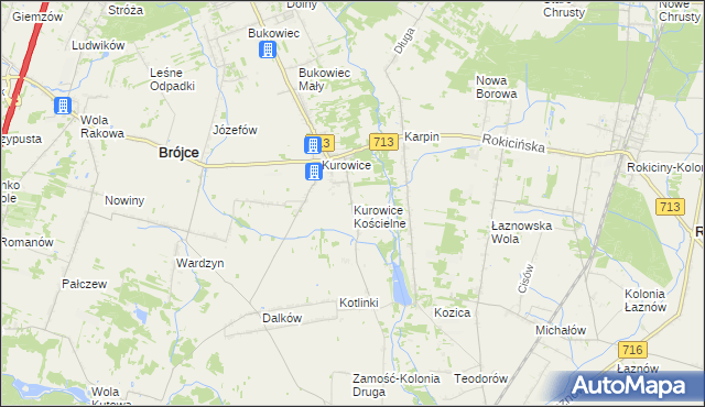 mapa Kurowice Kościelne, Kurowice Kościelne na mapie Targeo