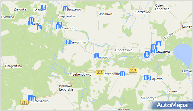 mapa Kurowo gmina Choczewo, Kurowo gmina Choczewo na mapie Targeo