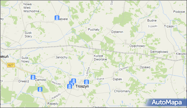 mapa Kurpie Dworskie, Kurpie Dworskie na mapie Targeo