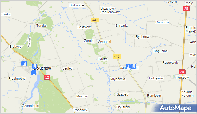 mapa Kurza, Kurza na mapie Targeo
