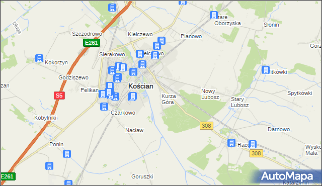 mapa Kurza Góra, Kurza Góra na mapie Targeo