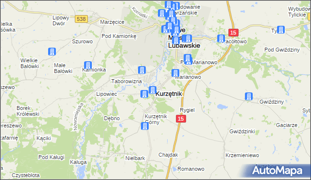 mapa Kurzętnik, Kurzętnik na mapie Targeo