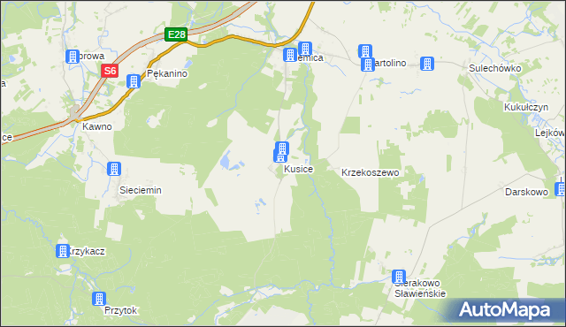mapa Kusice, Kusice na mapie Targeo
