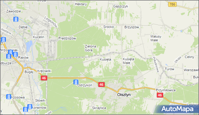 mapa Kusięta, Kusięta na mapie Targeo