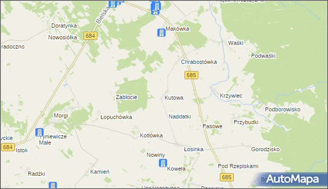 mapa Kutowa, Kutowa na mapie Targeo